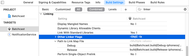 Linker flags